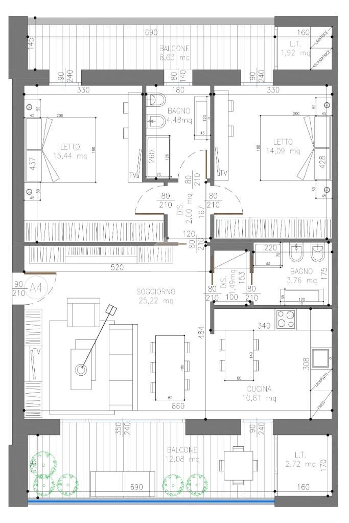 Trilocale Via Giordani, Valsamoggia (zona Albareto - Mulini Nuovi) - planimetria 1