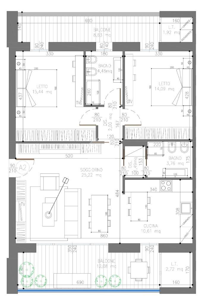 Trilocale Via Giordani, Valsamoggia (zona Albareto - Mulini Nuovi) - planimetria 1