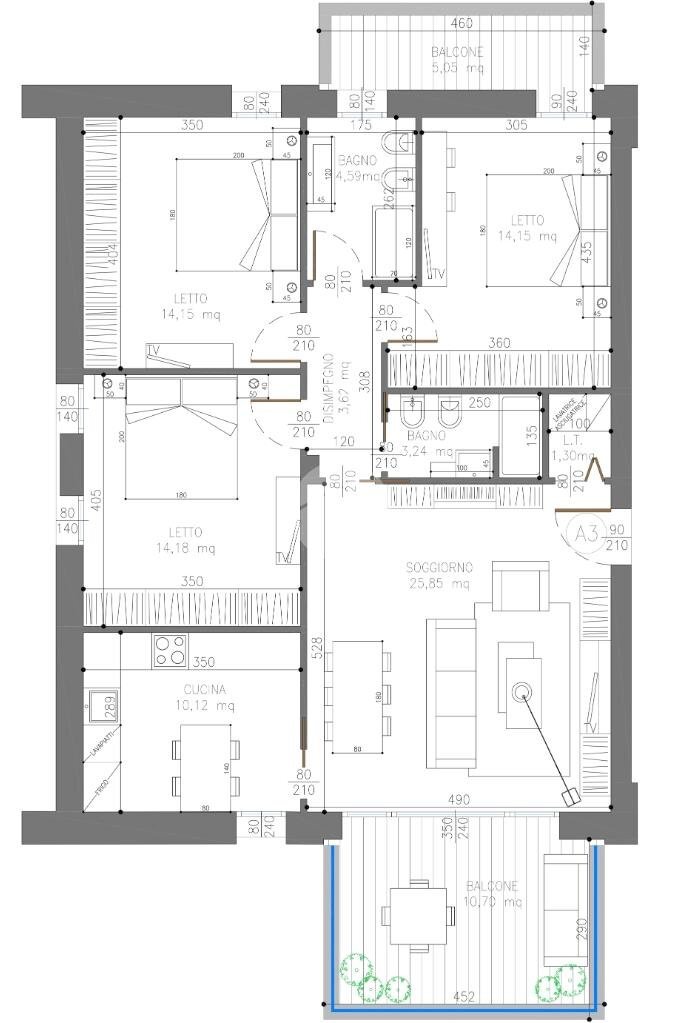 Quadrilocale Via Giordani, Valsamoggia (zona Albareto - Mulini Nuovi) - planimetria 1