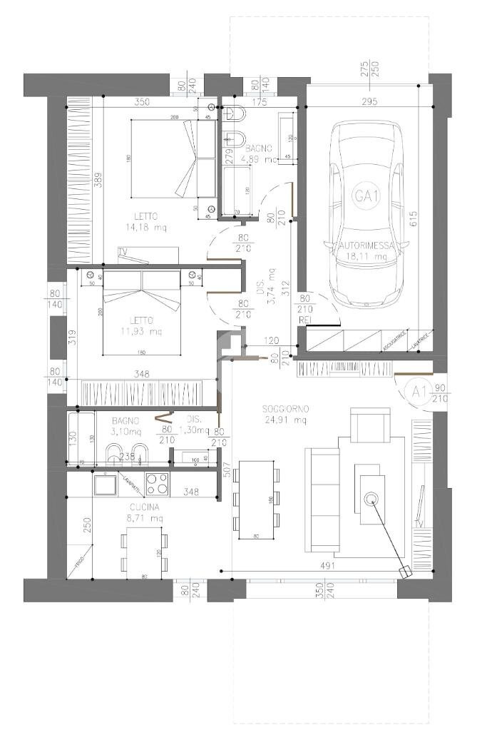 Trilocale Via Giordani, Valsamoggia (zona Albareto - Mulini Nuovi) - planimetria 1