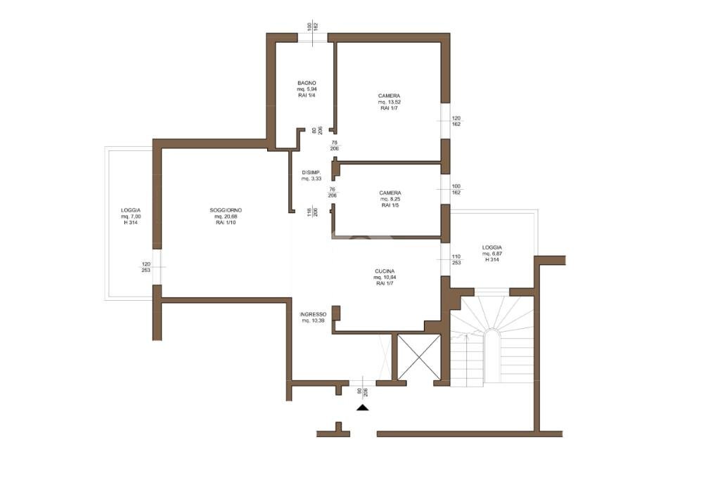 Three-room apartment Via Silvio Pellico, Parma - floor plans 1