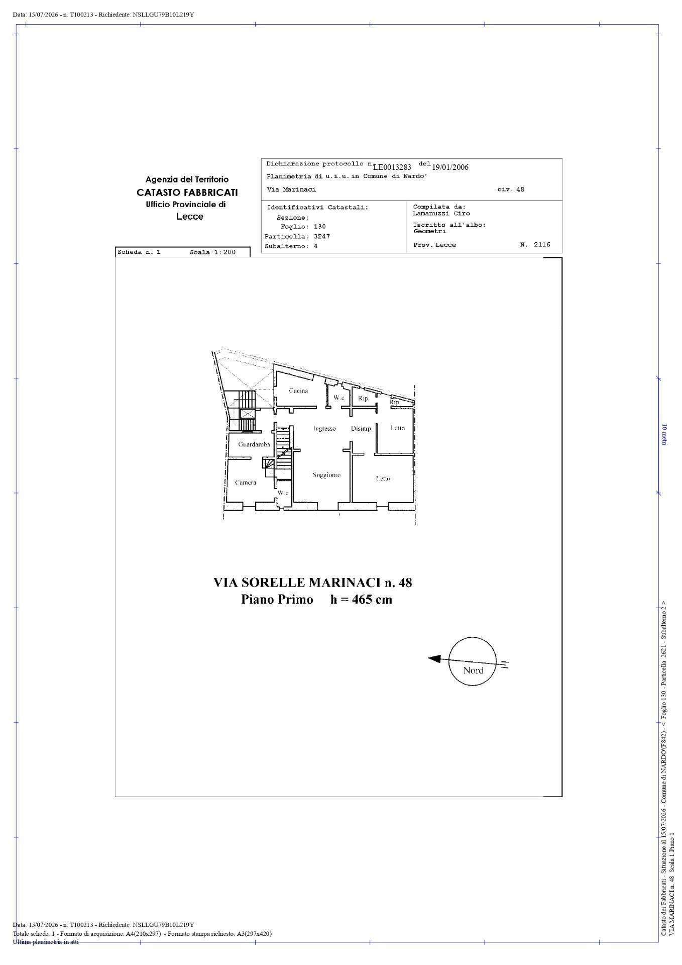 Foto 21 - Appartamento Via Sorelle Marinaci
 
48, Nardò - planimetria 1