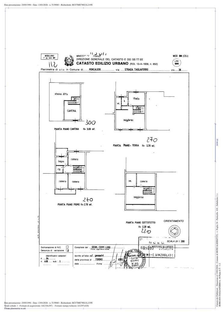 Villa a Schiera strada Tagliaferro, 38, Moncalieri - planimetria 1