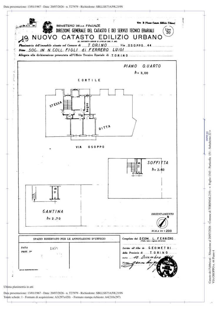 Trilocale via Osoppo, 44, Torino (zona Santa Rita) - planimetria 1