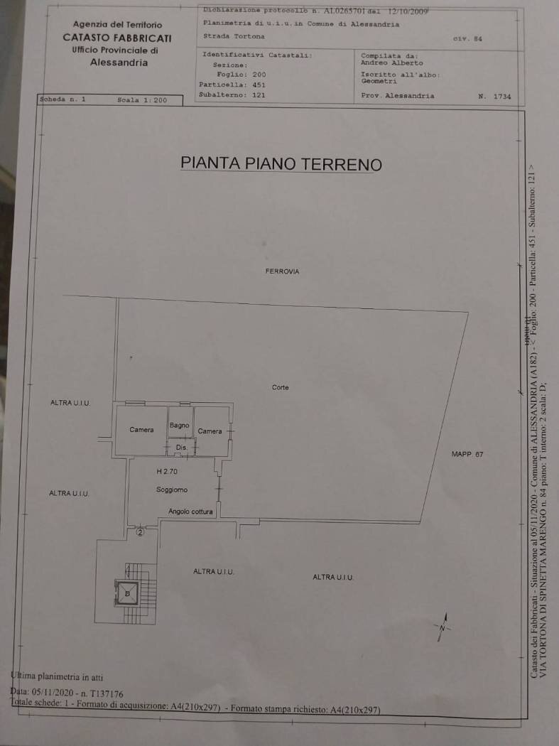 Three-room apartment via Tortona, 84, Alessandria - floor plans 1