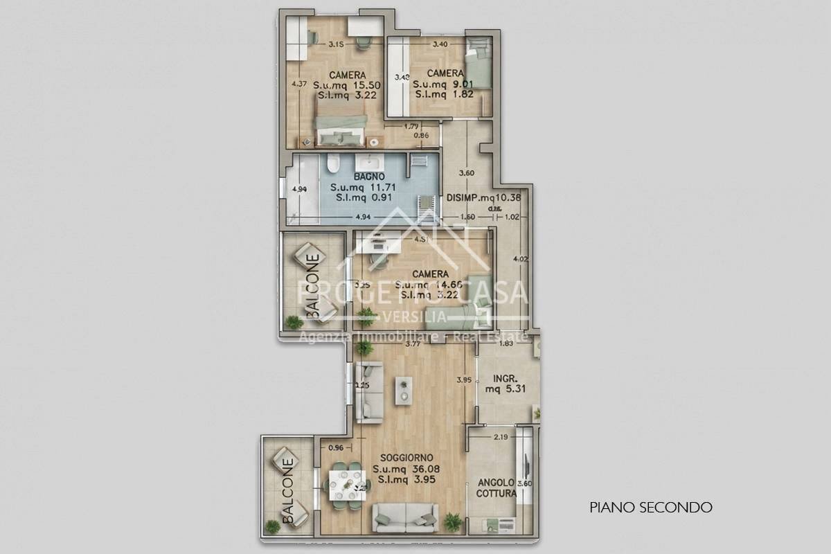 Foto 38 - Apartment via viii marzo, Viareggio - floor plans 1