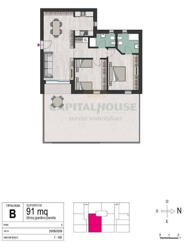 Foto 1 - Three-room apartment Via Umberto Terracini, Bologna - floor plans 1