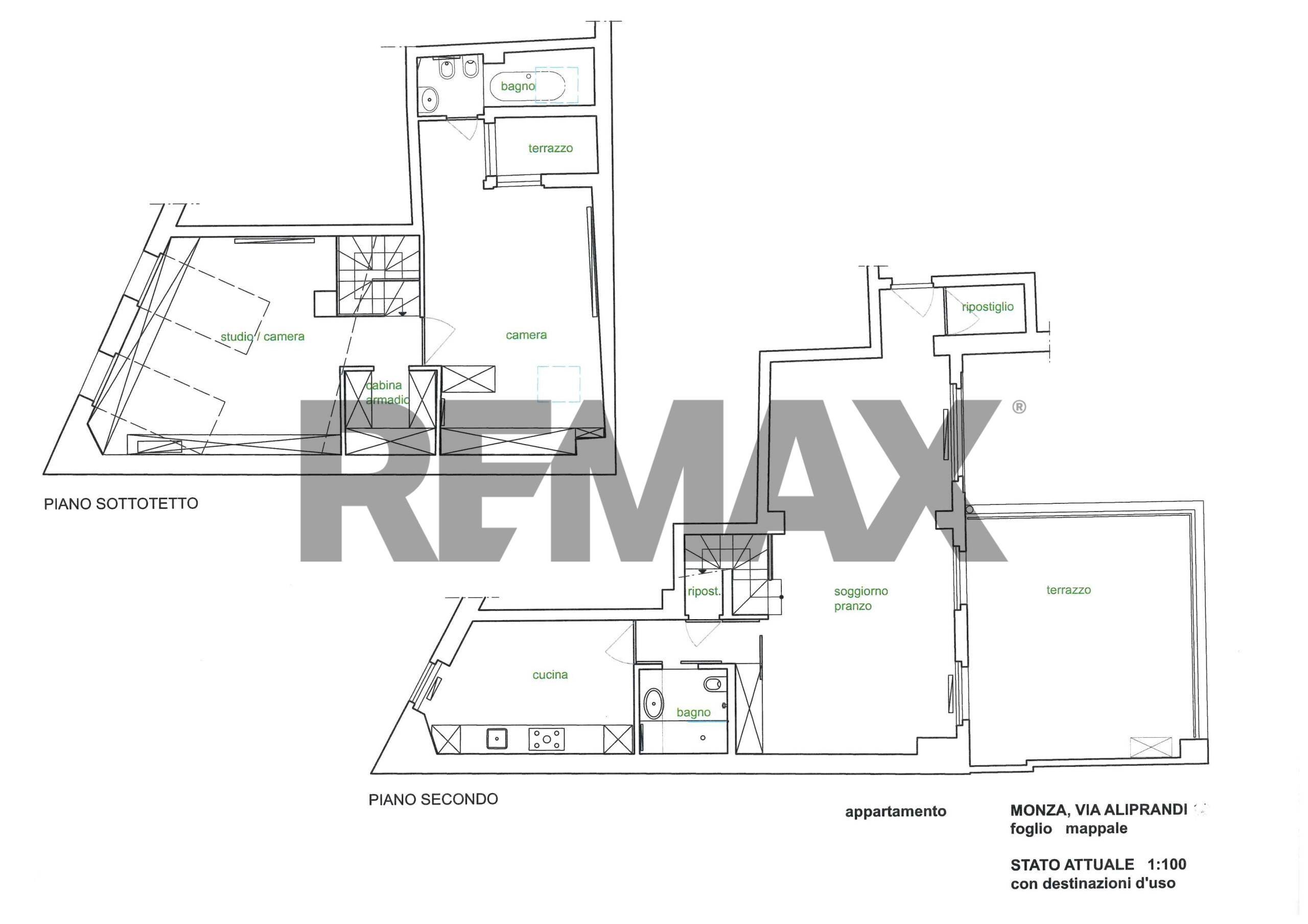 Pianta 2D - Three-room apartment Via Aliprandi
 
snc, Monza - floor plans 1