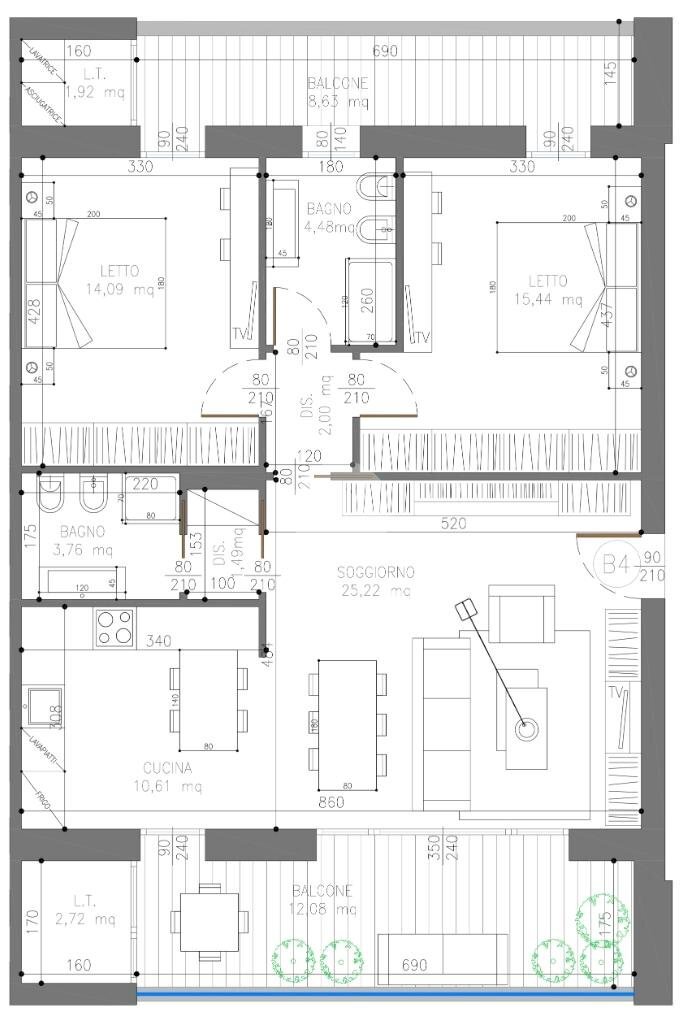 Trilocale Via Giordani, Valsamoggia (zona Albareto - Mulini Nuovi) - planimetria 1