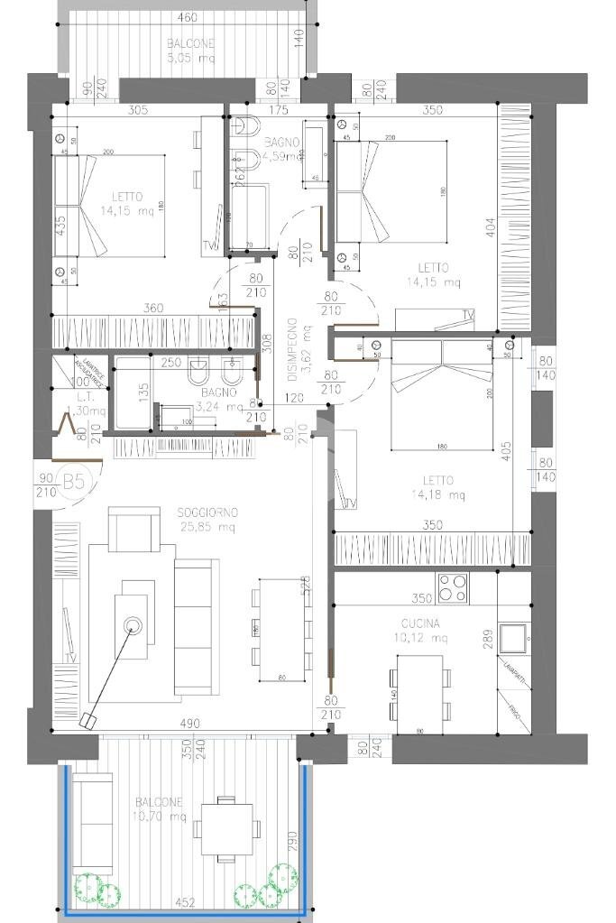 Quadrilocale Via Giordani, Valsamoggia (zona Albareto - Mulini Nuovi) - planimetria 1
