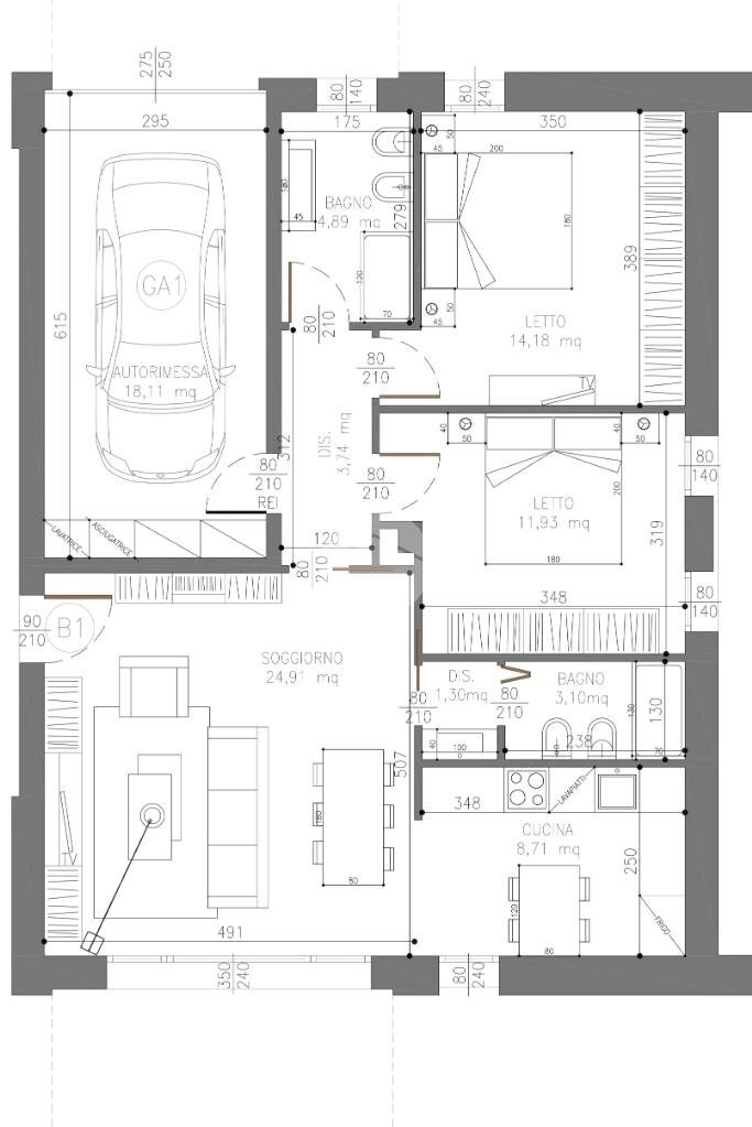 Trilocale Via Giordani, Valsamoggia (zona Albareto - Mulini Nuovi) - planimetria 1