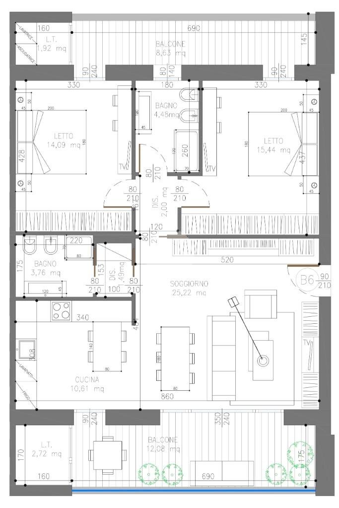 Trilocale Via Giordani, Valsamoggia (zona Albareto - Mulini Nuovi) - planimetria 1