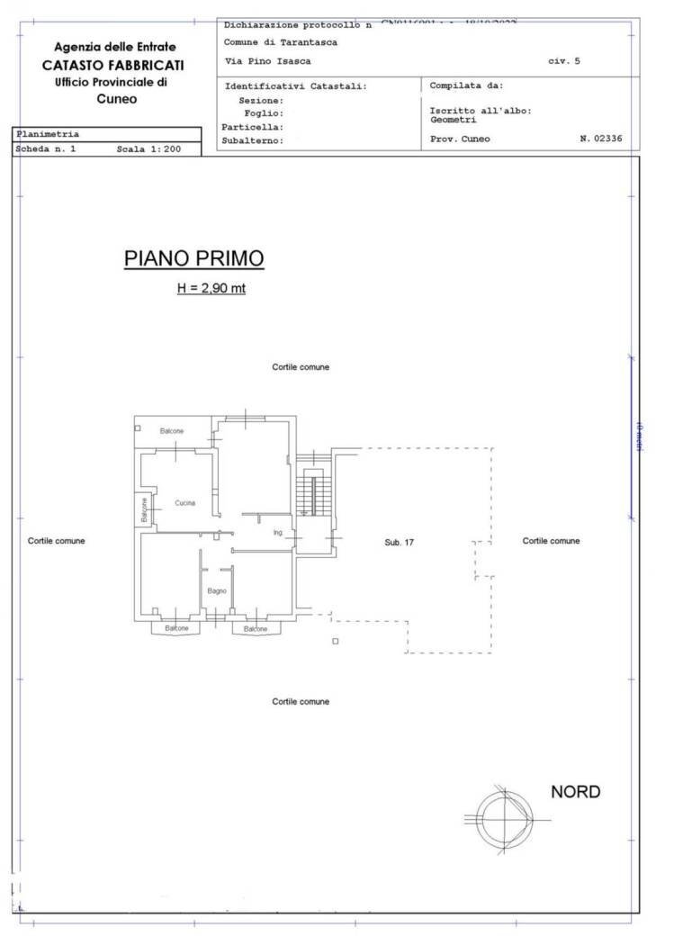 Quadrilocale Via Pino Isasca, Tarantasca - planimetria 1