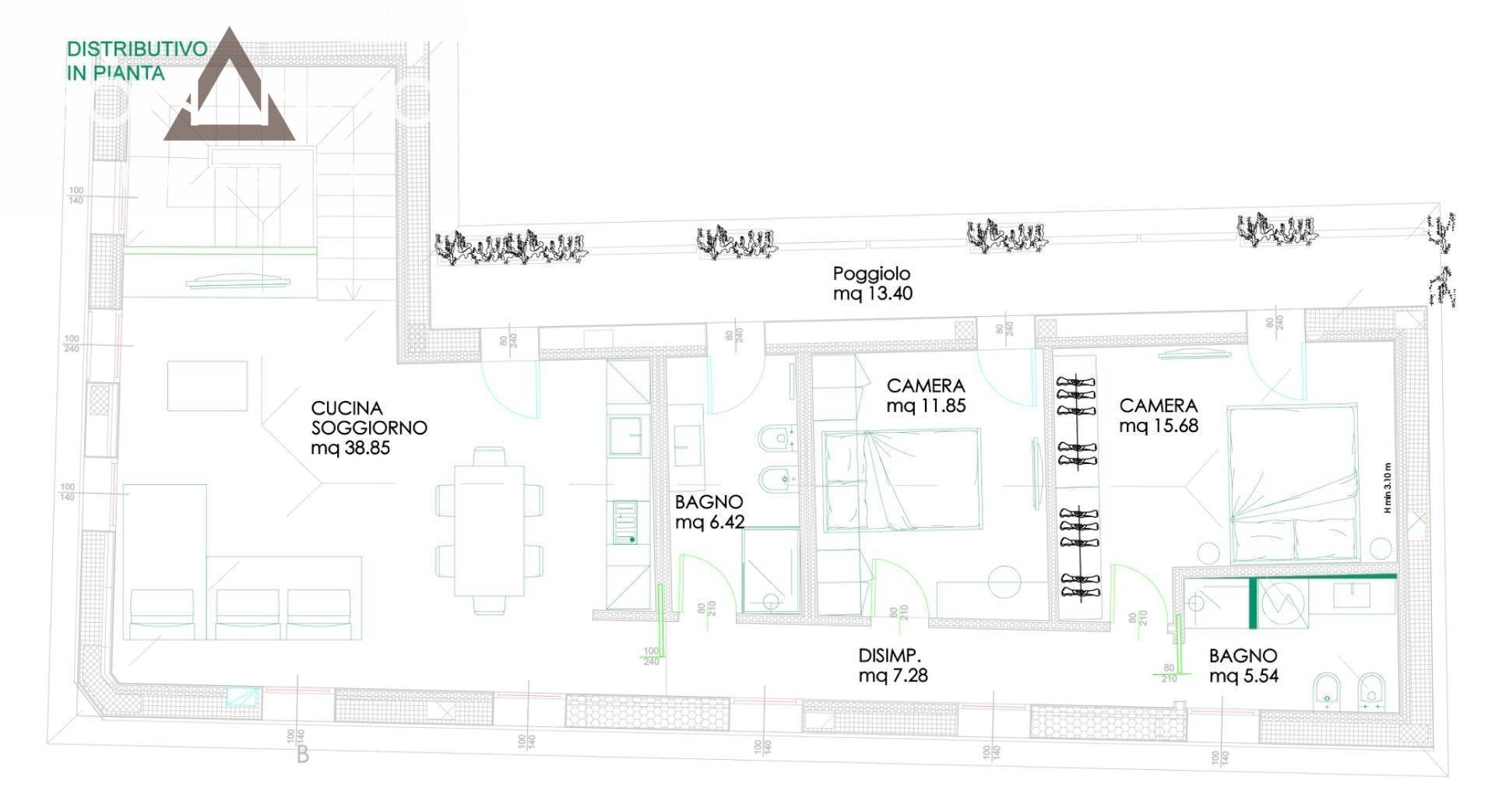 Foto 11 - Three-room apartment VIA GARIBALDI, Cittadella - floor plans 1