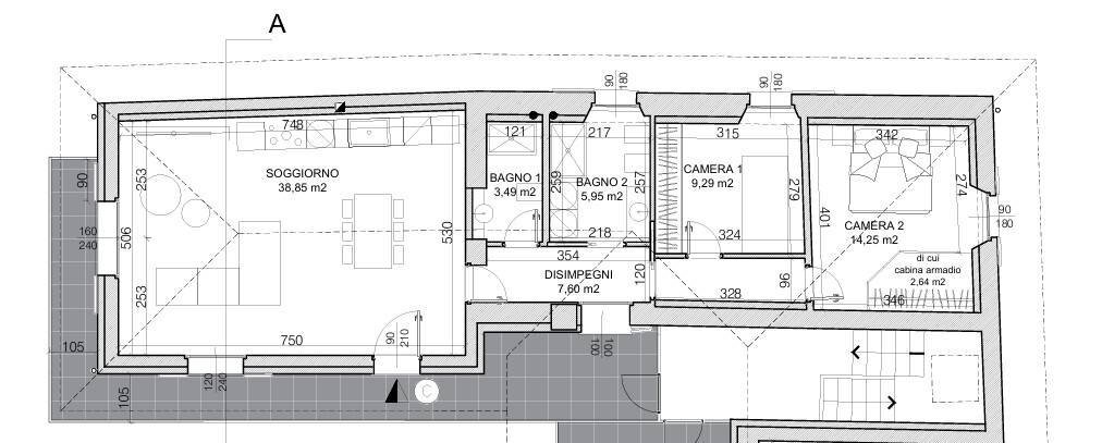 Foto 4 - Three-room apartment VIA SAN GIOVANNI BOSCO
 
34, Arcene - floor plans 1