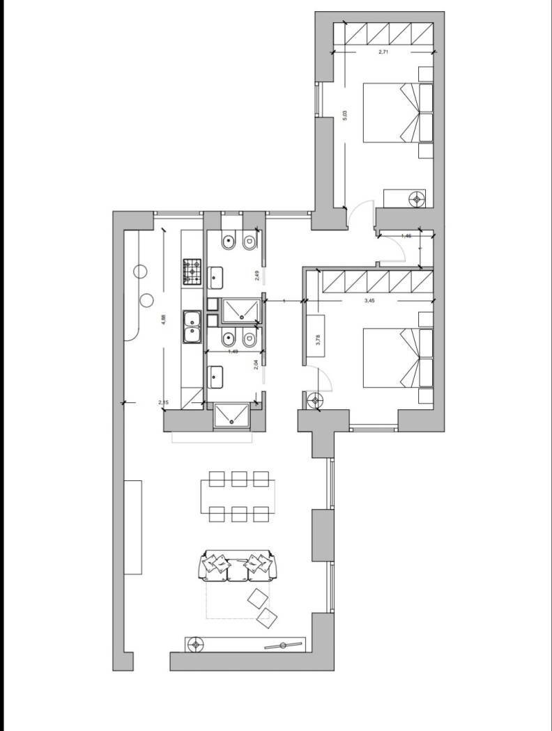Three-room apartment via Vittoria Colonna, Roma - floor plans 1