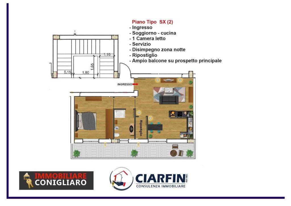 Planimetria - Two-room apartment via Giuseppe Pagano, Palermo - photo 1
