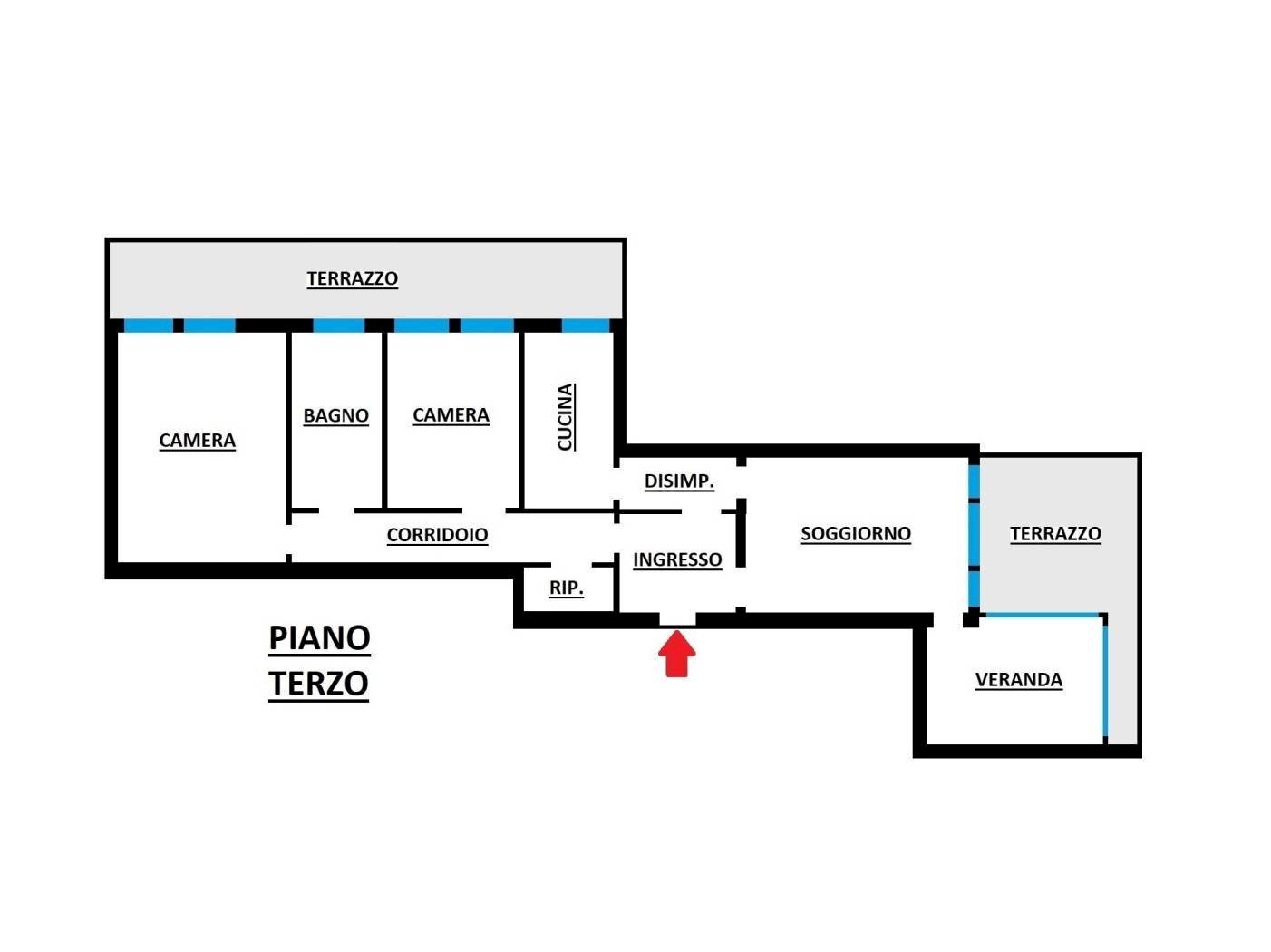 Appartamento galleria Camillo Benso di Cavour, Bologna (zona Centro Storico) - planimetria 1