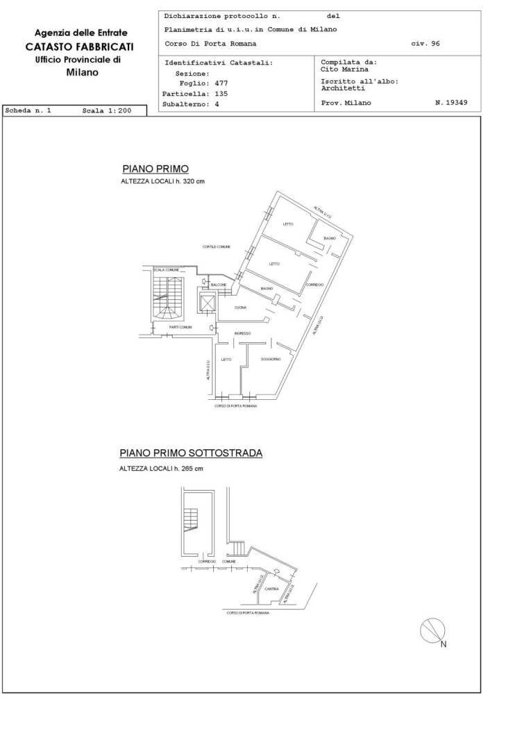 Terreno non edificabile corso di Porta Romana, 96, Milano (zona Ticinese) - planimetria 1