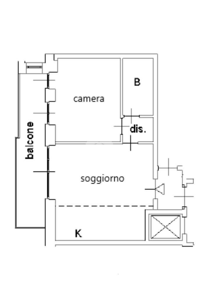 Bilocale Via Brocchi, Milano (zona Lambrate) - planimetria 1