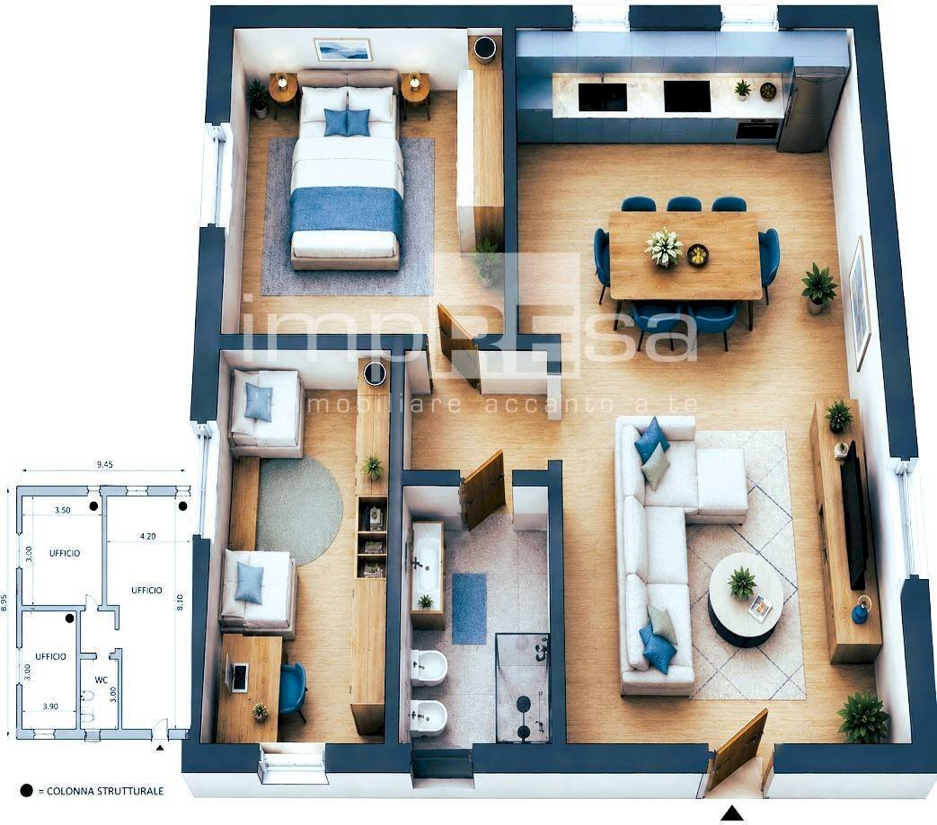 RENDERING SOLUZIONE ABITATIVA - Ufficio via Giovanni Pascoli, Quarto d'Altino - foto 1