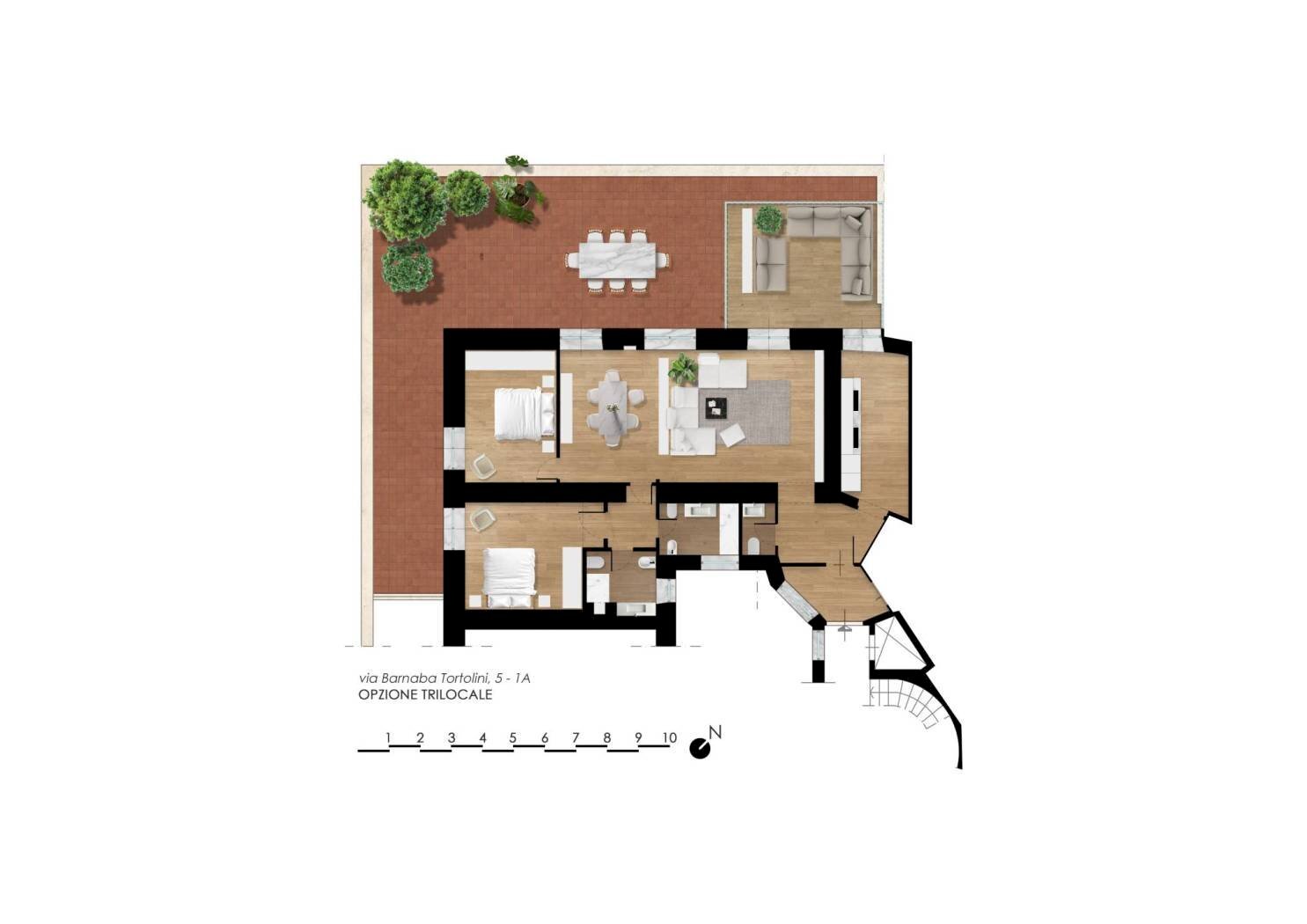 Trilocale via Barnaba Tortolini, 5, Roma - planimetria 1