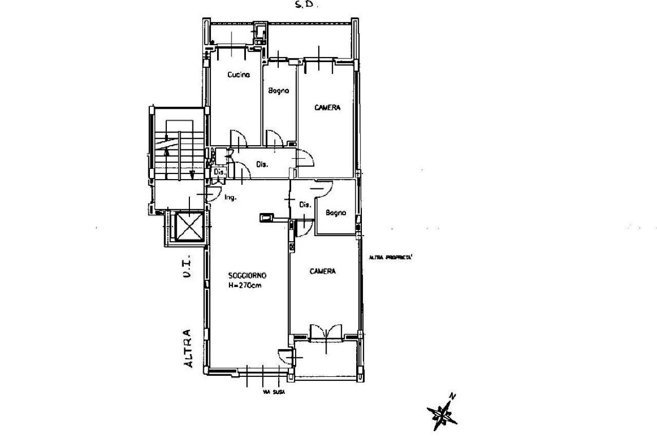 PLANIMETRIA  - Quadrilocale VIA SUSA, 40, Torino (zona Cit Turin) - planimetria 1