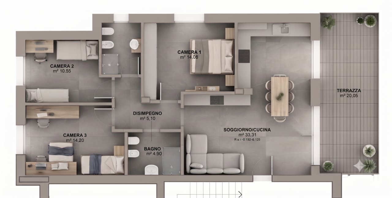 DISEGNO B5 - ARREDATO 02 - Appartamento Via Castello 18, Roncadelle - planimetria 1