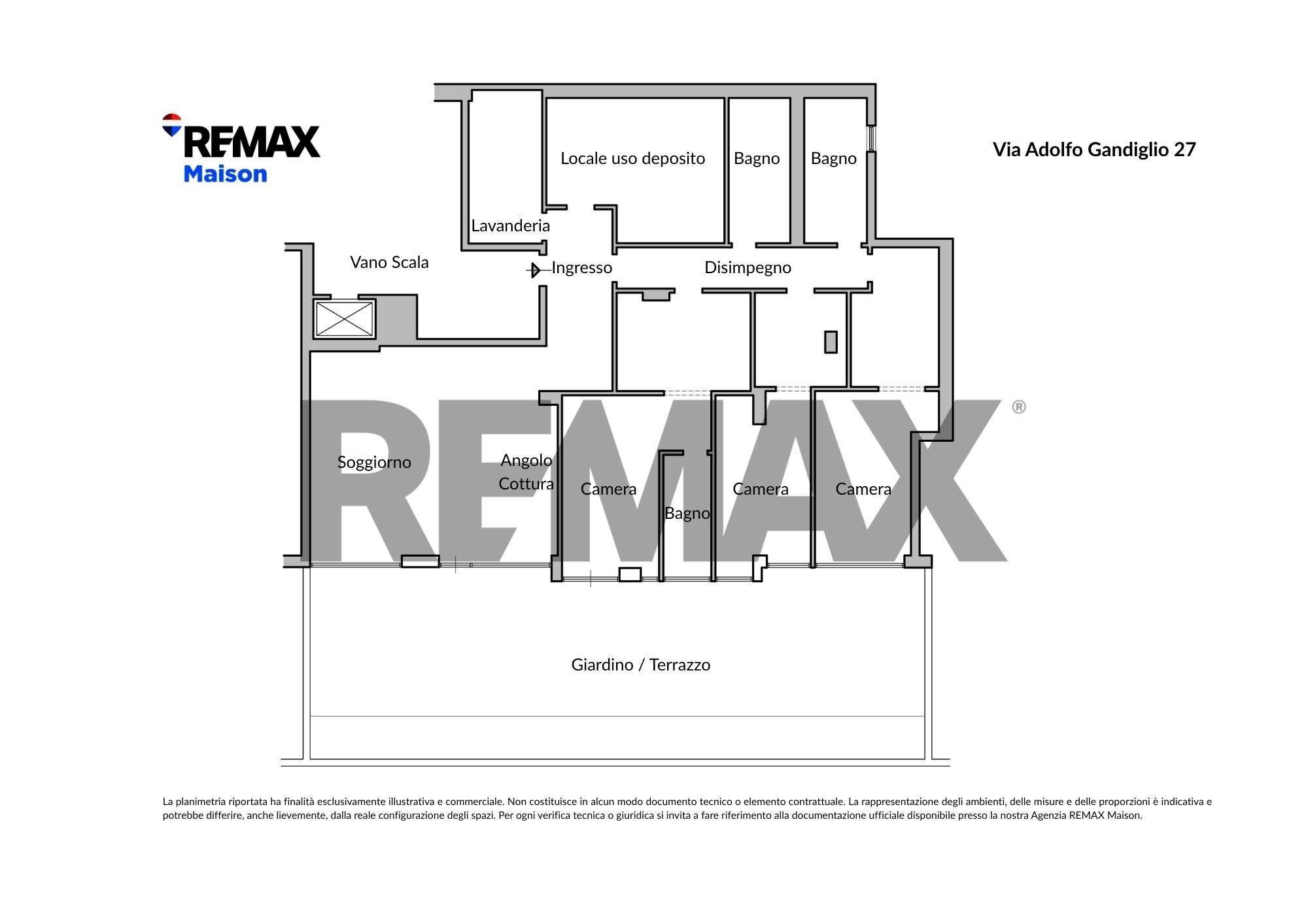 Pianta 2D - Four-room apartment Via Adolfo Gandiglio
 
27, Roma - floor plans 1