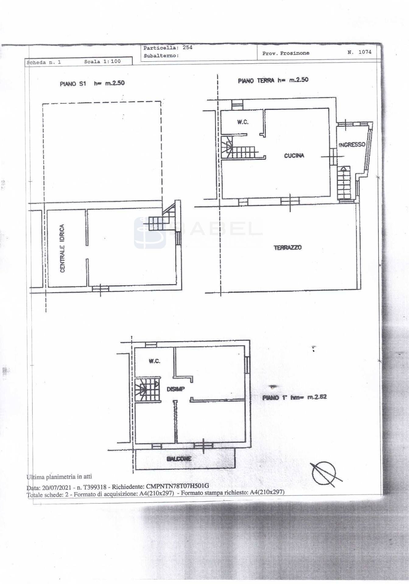 Foto 26 - Casa indipendente Via Monte Scalambra Alta
 
snc, Serrone - planimetria 1