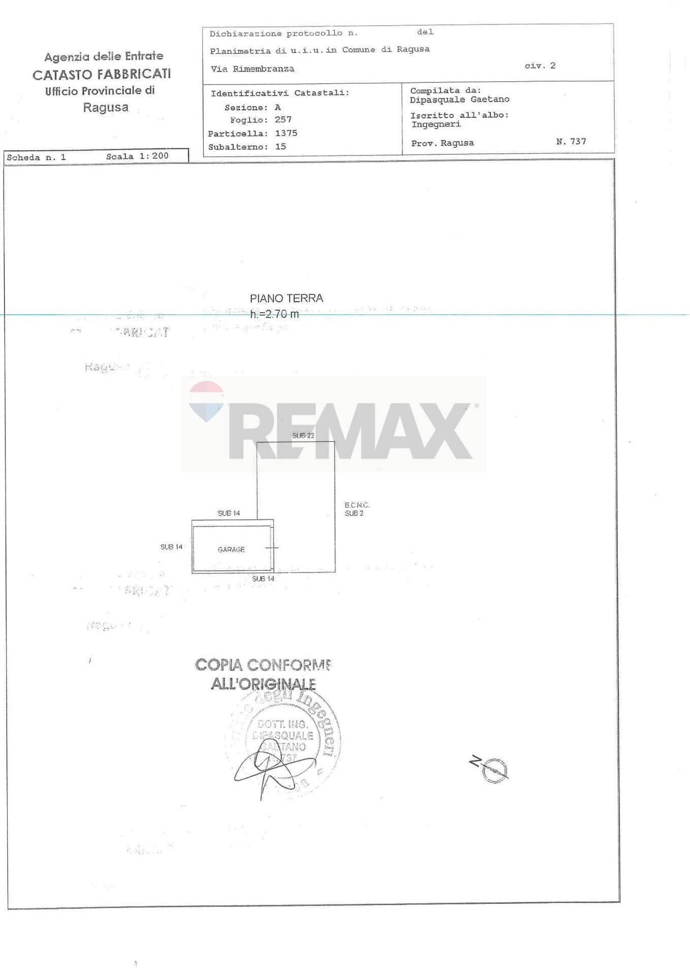 Pianta 2D - Casa semi indipendente Via rimembranza
 
52, Ragusa - planimetria 1