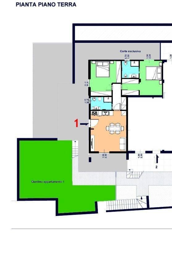 Trilocale via Padre Semeria, 606, Sanremo - planimetria 1