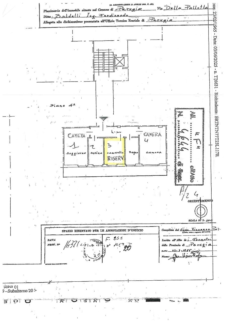 planimetria catastale jpg - Apartment Via della Pallotta 14, Perugia - floor plans 1