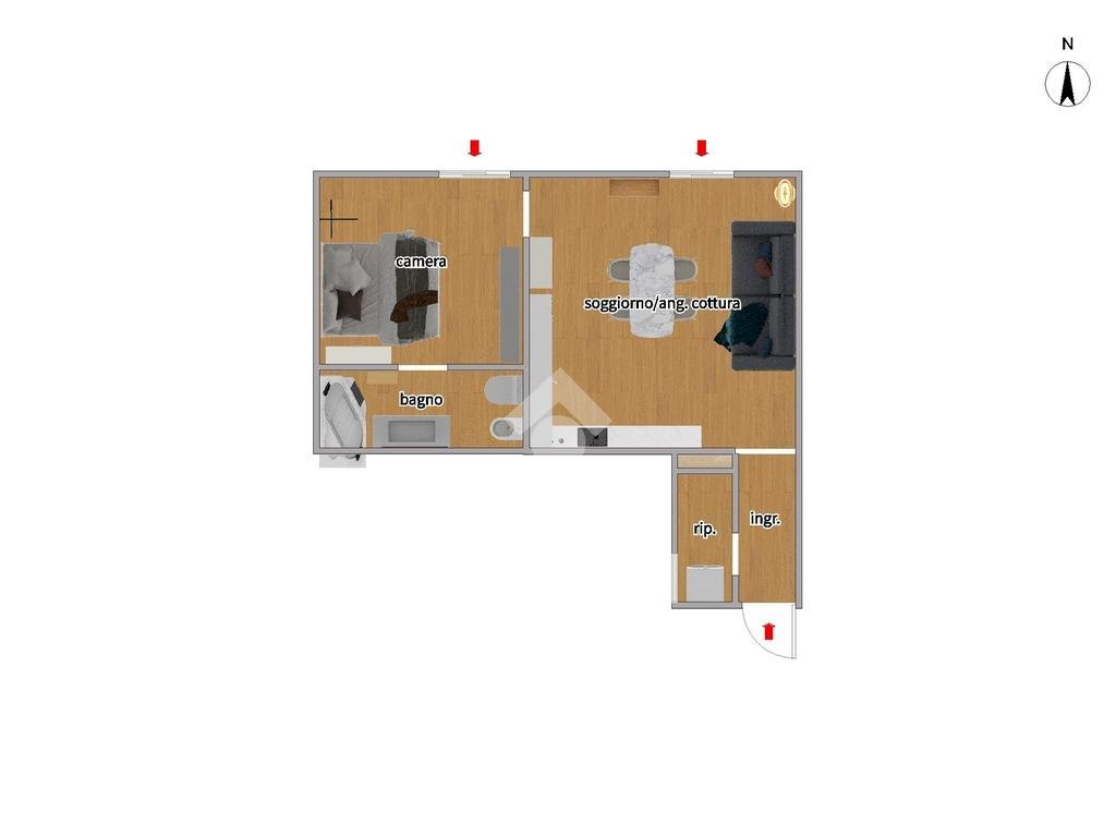Two-room apartment Via Bergognone, Milano (neighborhood Solari) - floor plans 1