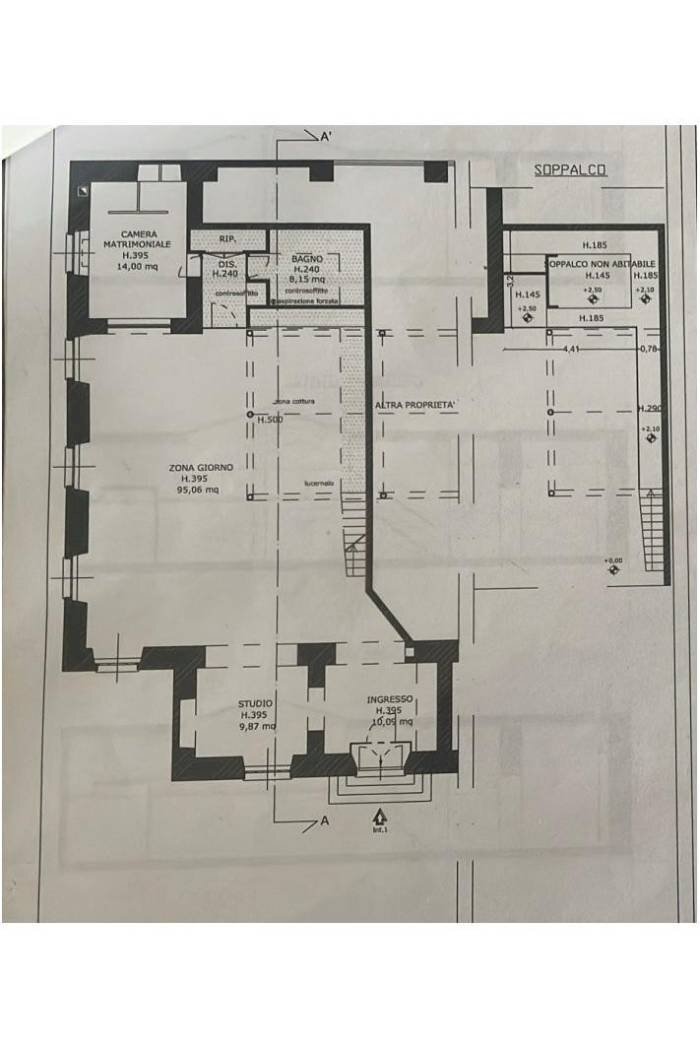 Trilocale corso Mentana, Genova (zona Carignano) - planimetria 1