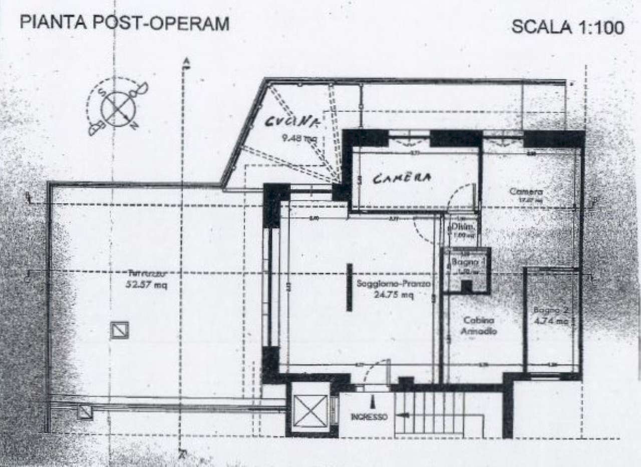 Planimetria casa - Attico via Silvestri, Roma - planimetria 1