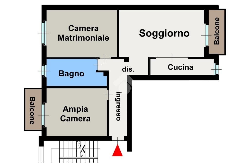 Trilocale Via Cesare Battisti, Carugate - planimetria 1