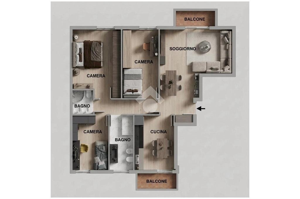 Four-room apartment Via Giuseppe di Vittorio, Bussero - floor plans 1
