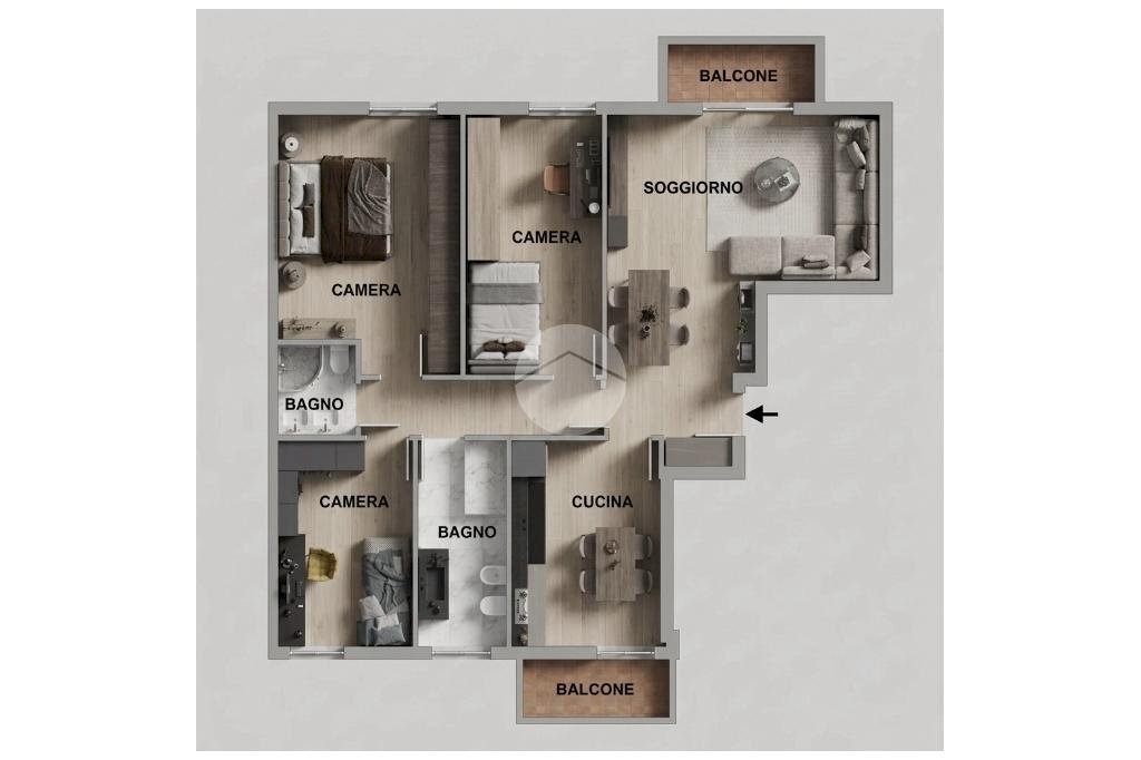 Four-room apartment Via Giuseppe di Vittorio, Bussero - floor plans 1