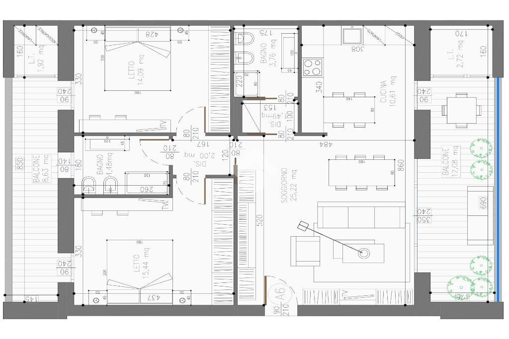 Three-room apartment Via Risorgimento, Zola Predosa - floor plans 1