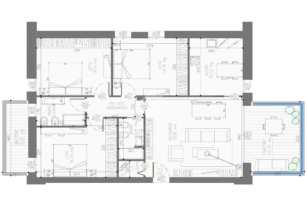 Four-room apartment Via Risorgimento, Zola Predosa - floor plans 1