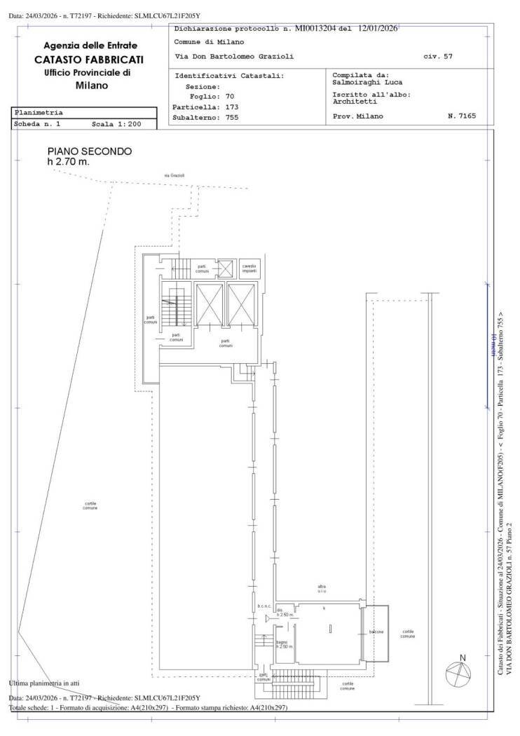 Attico via Don Bartolomeo Grazioli, 57, Milano (zona Affori) - planimetria 1