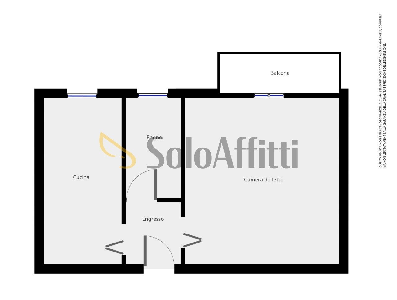 Planimetria a scopo illustrativo - Three-room apartment Via Torquato Tasso 51, Pavia - floor plans 1