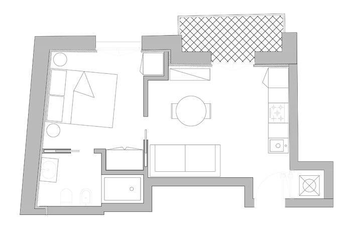 Planimetria - Bilocale via Borgo Palazzo, Bergamo - planimetria 1