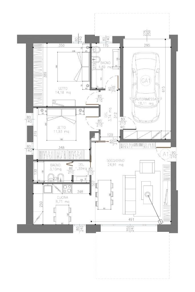 Trilocale Via Giordani, Valsamoggia (zona Albareto - Mulini Nuovi) - planimetria 1
