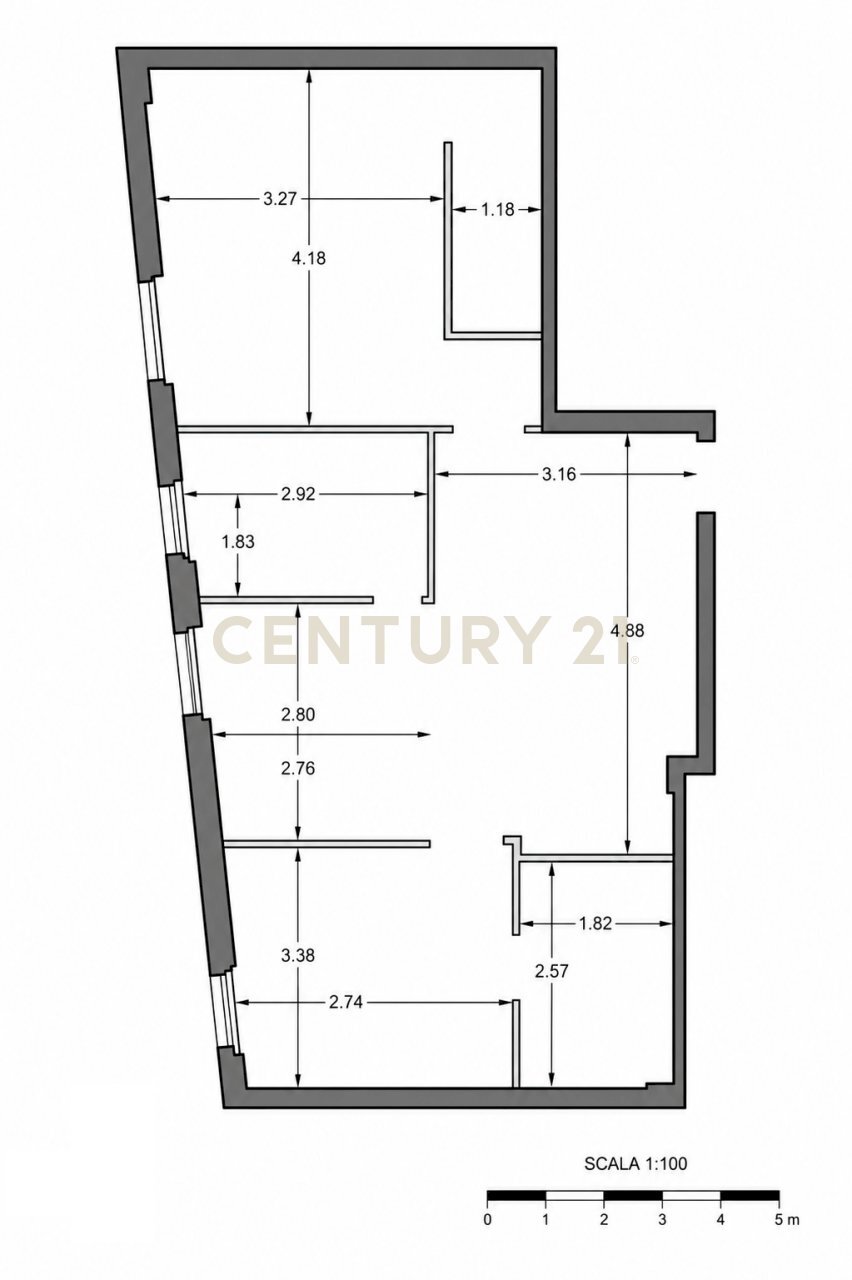 Planimetria-de-Paoli - Trilocale Via S. Vincenzo de' Paoli 24, Roma - planimetria 1