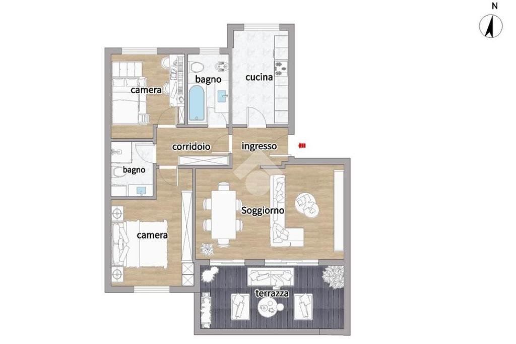 Trilocale Via Carlo Perini, Milano (zona Quarto Oggiaro) - planimetria 1