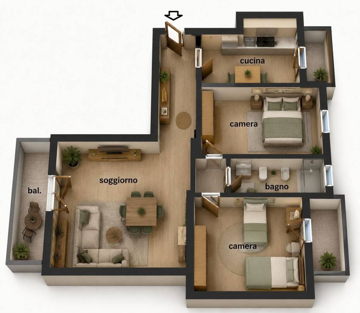 Three-room apartment via Principe Eugenio, 20, Milano - floor plans 1