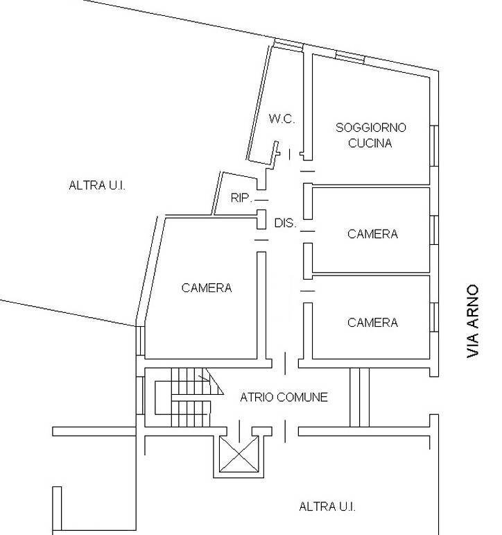 Quadrilocale via Arno, Bologna (zona Mazzini) - planimetria 1