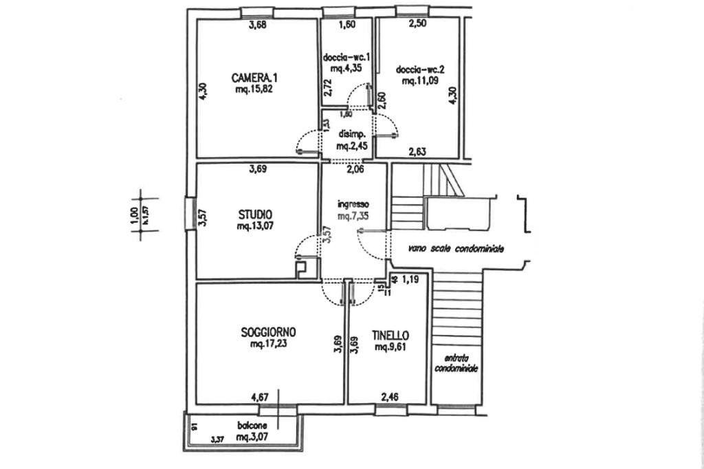 Four-room apartment Via Cappuccini, San Giovanni in Persiceto - floor plans 1